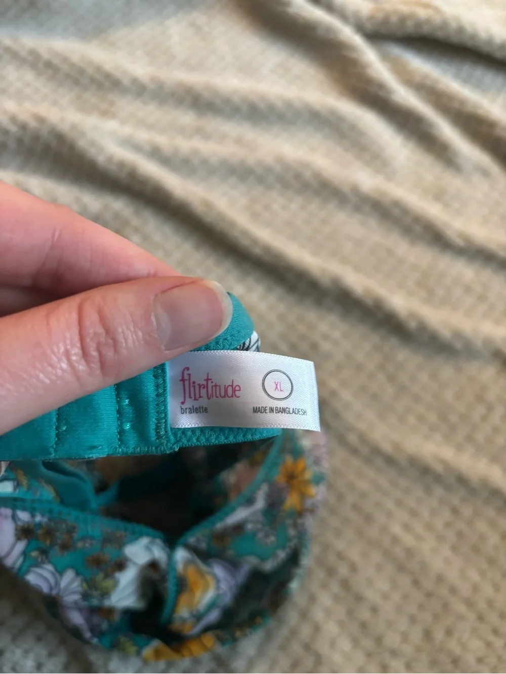 flirtitude Teal Floral Bralette XL lingerie basics loungewear